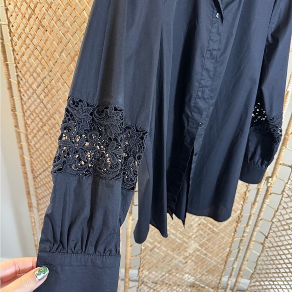 Black Button Down Lace Top - Picture 12 of 13